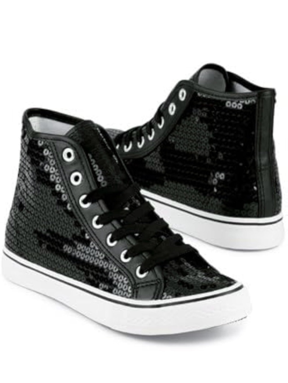 balera Black Sequin High-Top Sneakers for Kids